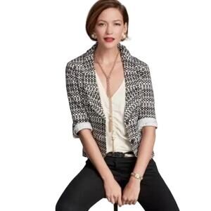 CAbi Black & Cream Printed Du Jour Cotton Office Blazer WMN'S SZ‎ 4